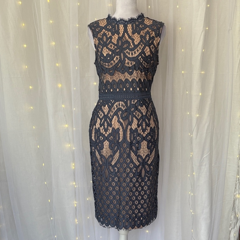 Lulu's Navy Blue Lace Midi Dress